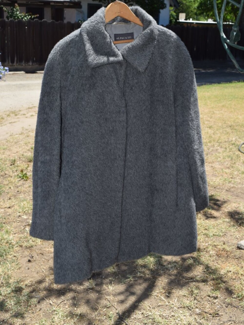 Alpaca 111 Suri Alpaca Wool Shaggy Long Hair Fur Coat Jacket Gray Large L Peru